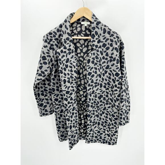 JADE Melody Tam Grey Navy Blue Cheetah Open Front Jacket Women's Size Small S - Picture 1 of 9
